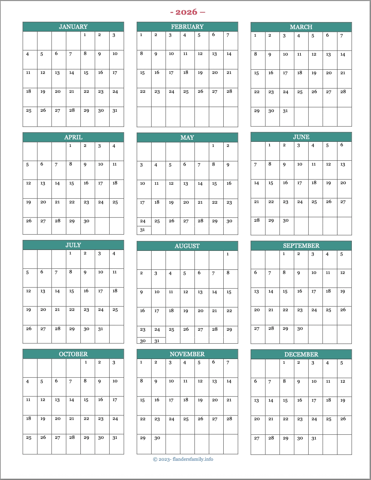 Planner Printable Plan Ahead 2026