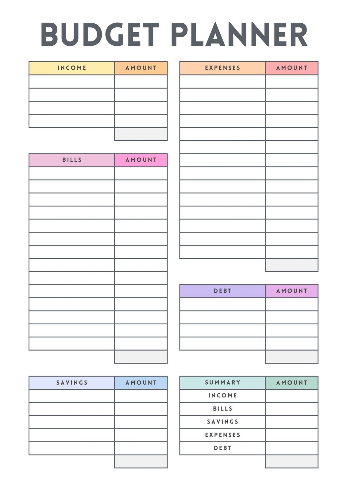 Printable Budget Planner Template Printable Budget Planner Template