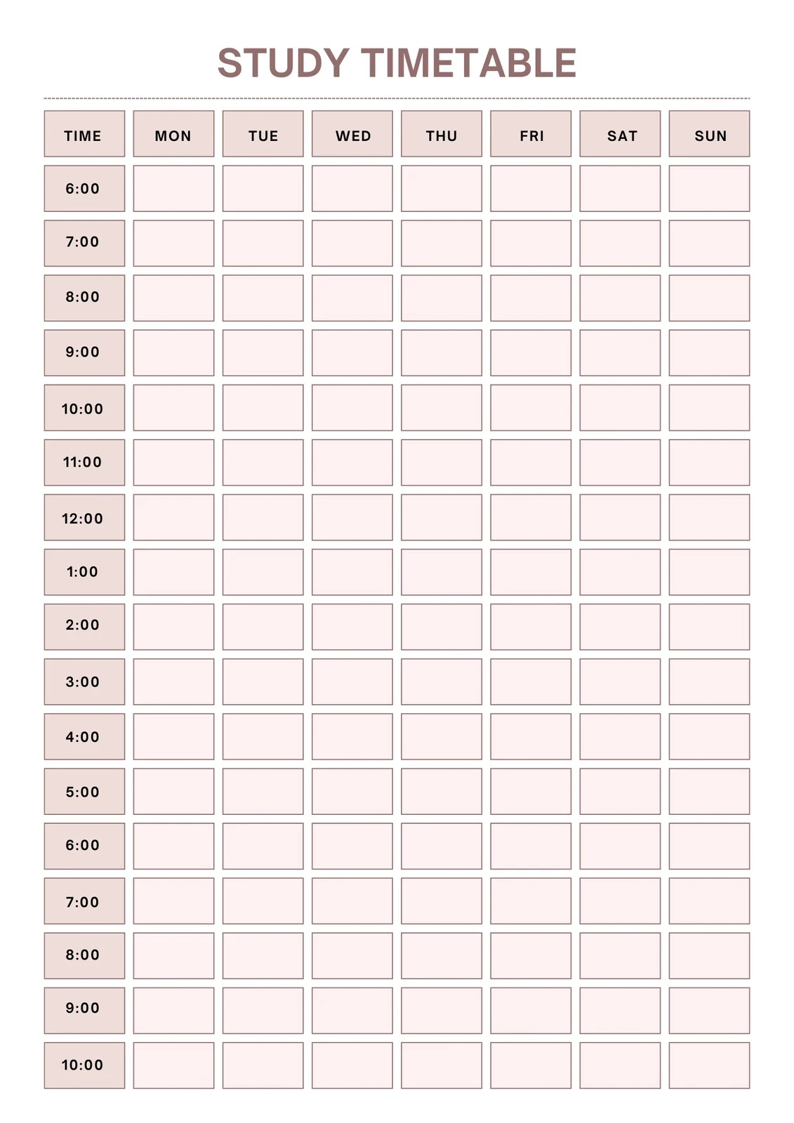 Personal Study Planner Printable