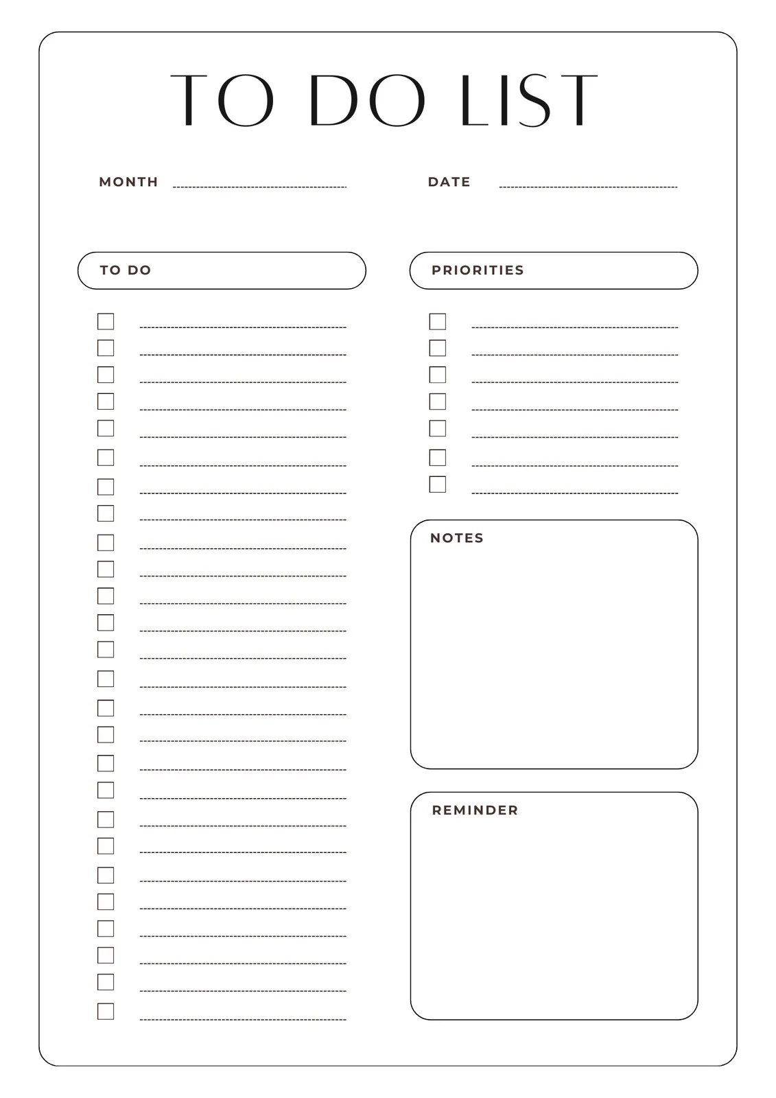 Printable Blank List Free
