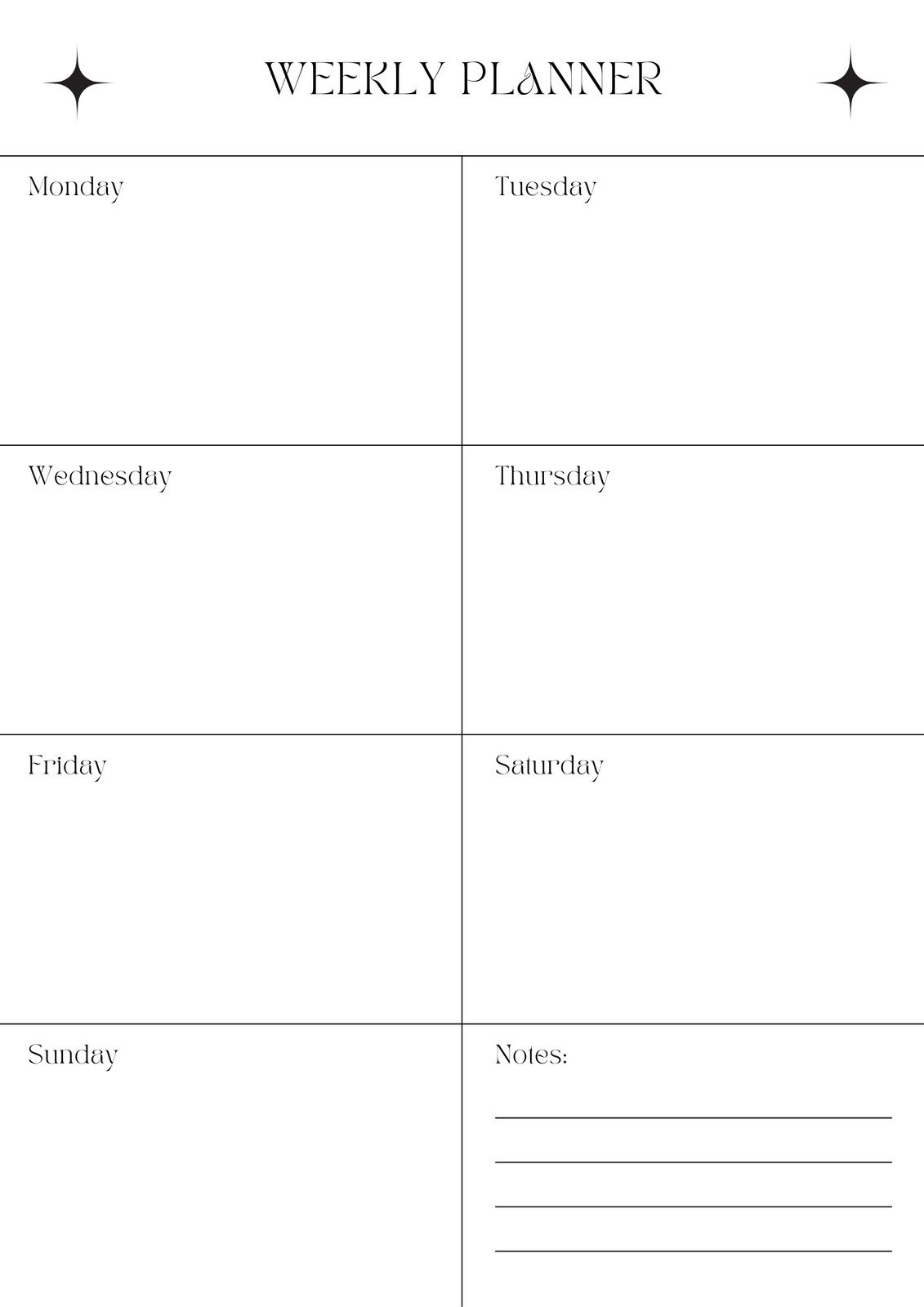 Printable Calendar Weekly Planner