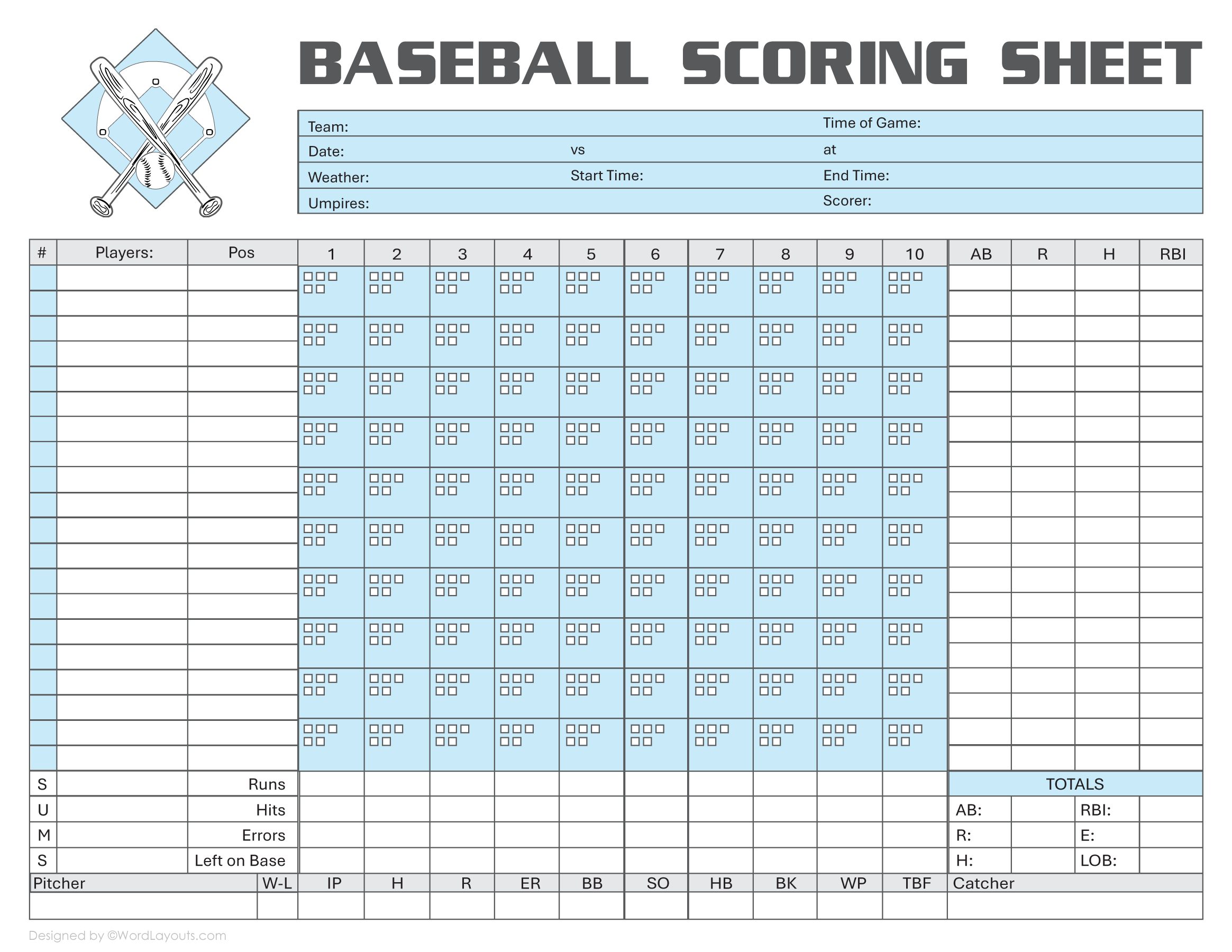 Printable Baseball Scoring Cheat Sheet
