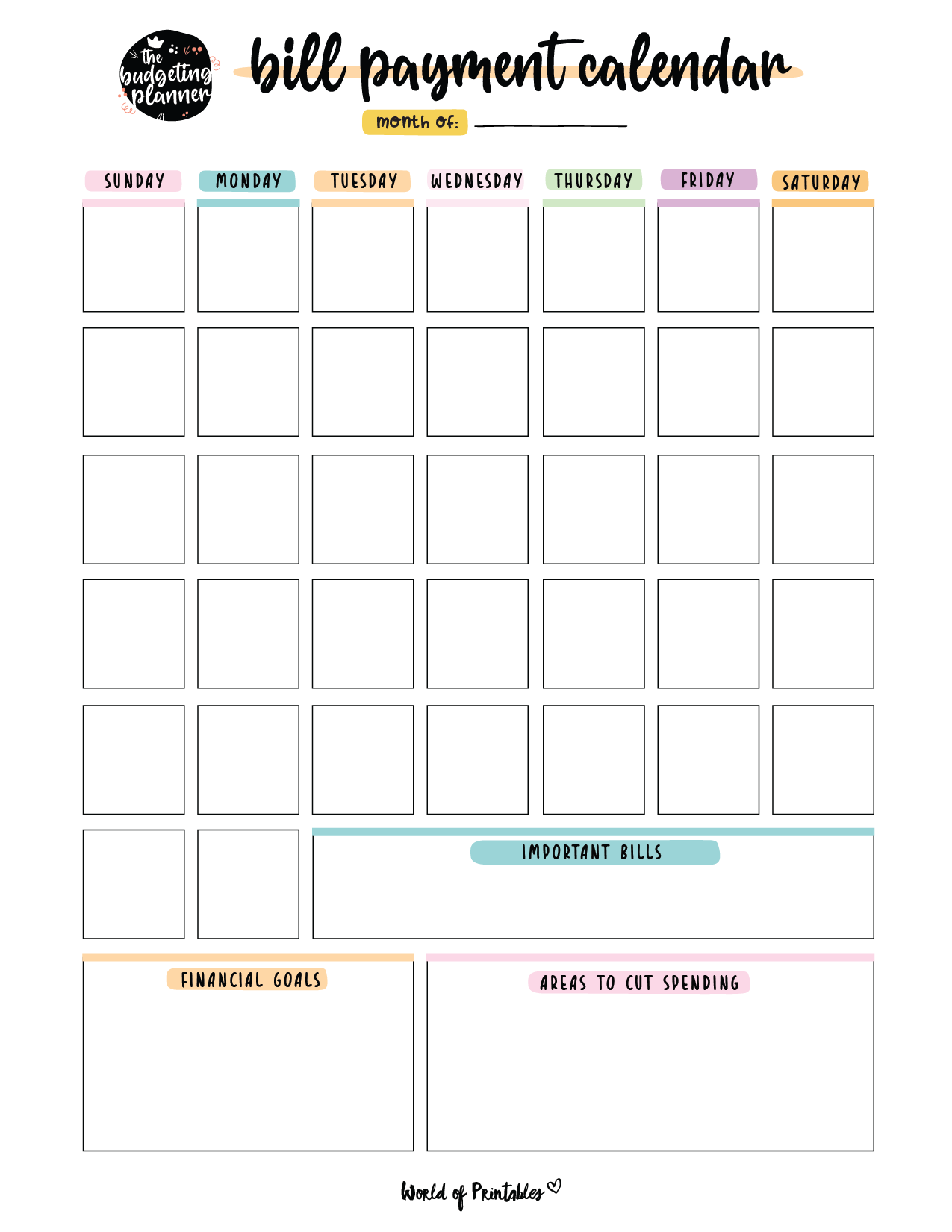 Printable Bill Planner Calendar Free Printable Bill Planner Calendar Free