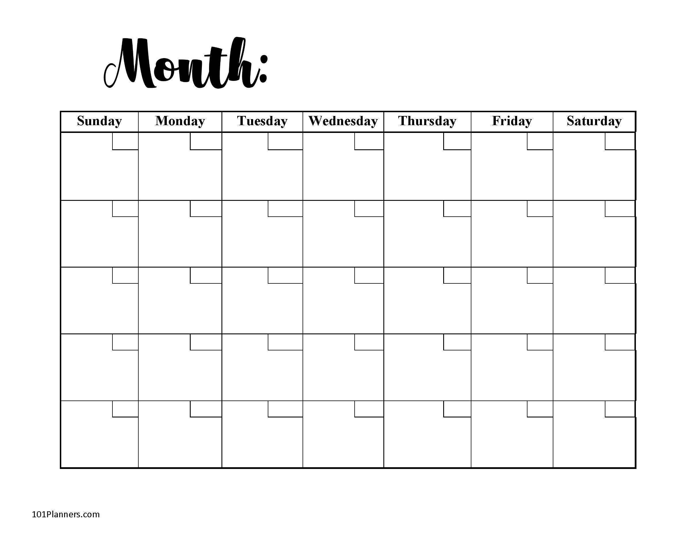 Printable Undated Monthly Planner Sheets Printable Undated Monthly Planner Sheets