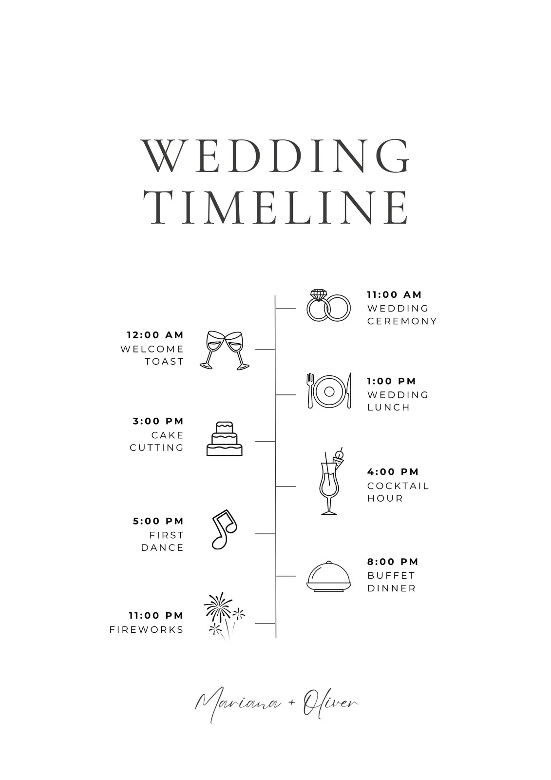 Free Custom Printable Wedding Timeline Planner Templates Canva Free Custom Printable Wedding Timeline Planner Templates Canva