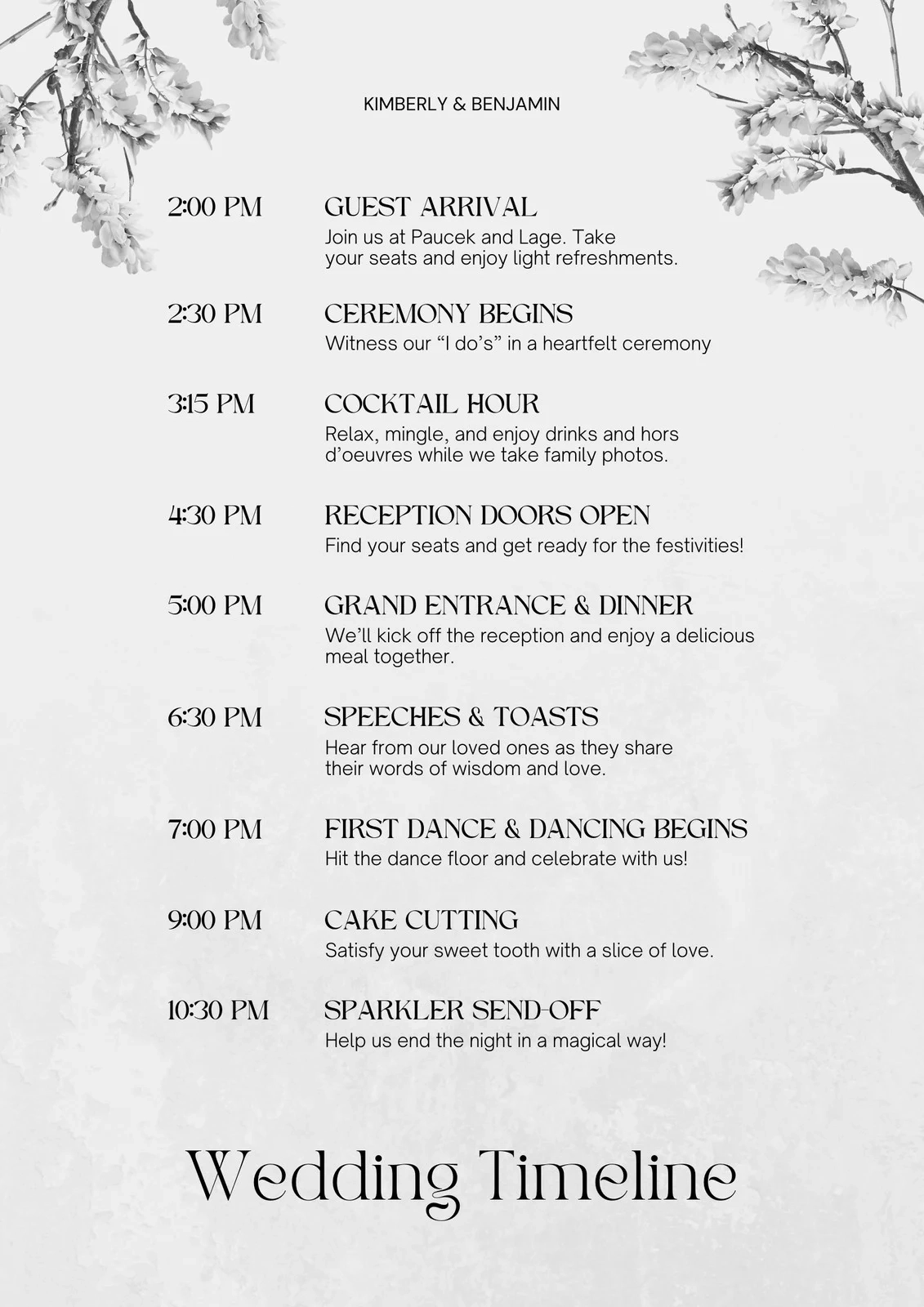 Free Custom Printable Wedding Timeline Planner Templates Canva Free Custom Printable Wedding Timeline Planner Templates Canva