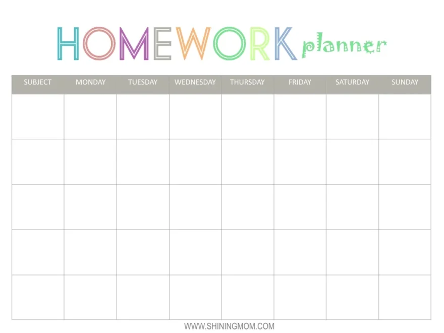 Free Printable Homework Planner