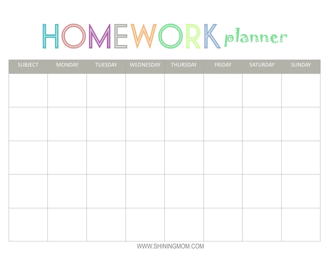 Free Printable Homework Planner Free Printable Homework Planner