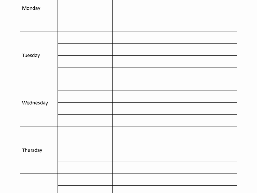 Free Printable Monday To Friday Schedule Template In PDF