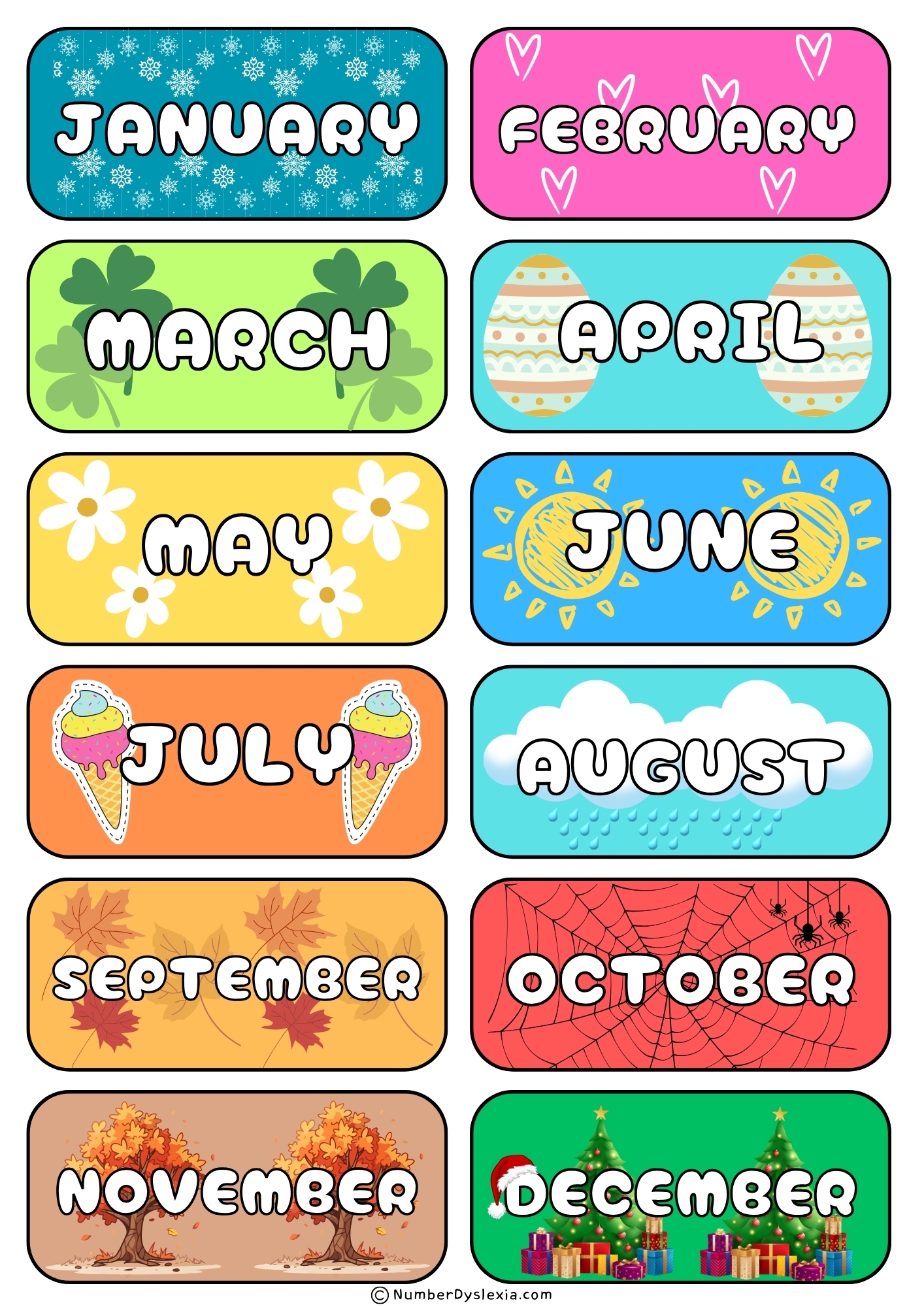 Printable Months Of The Year Chart