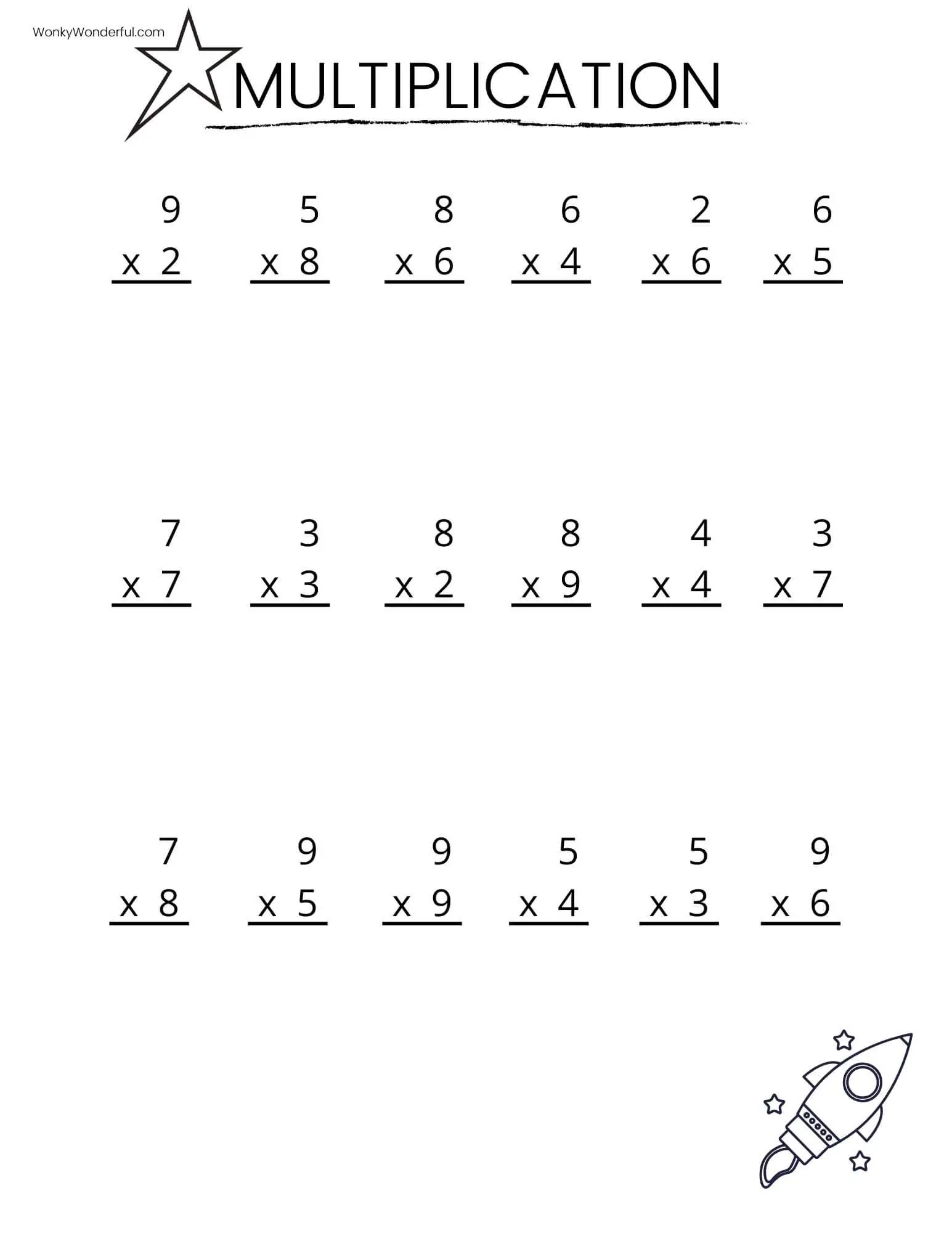 Printable Multiplication Activity Sheets