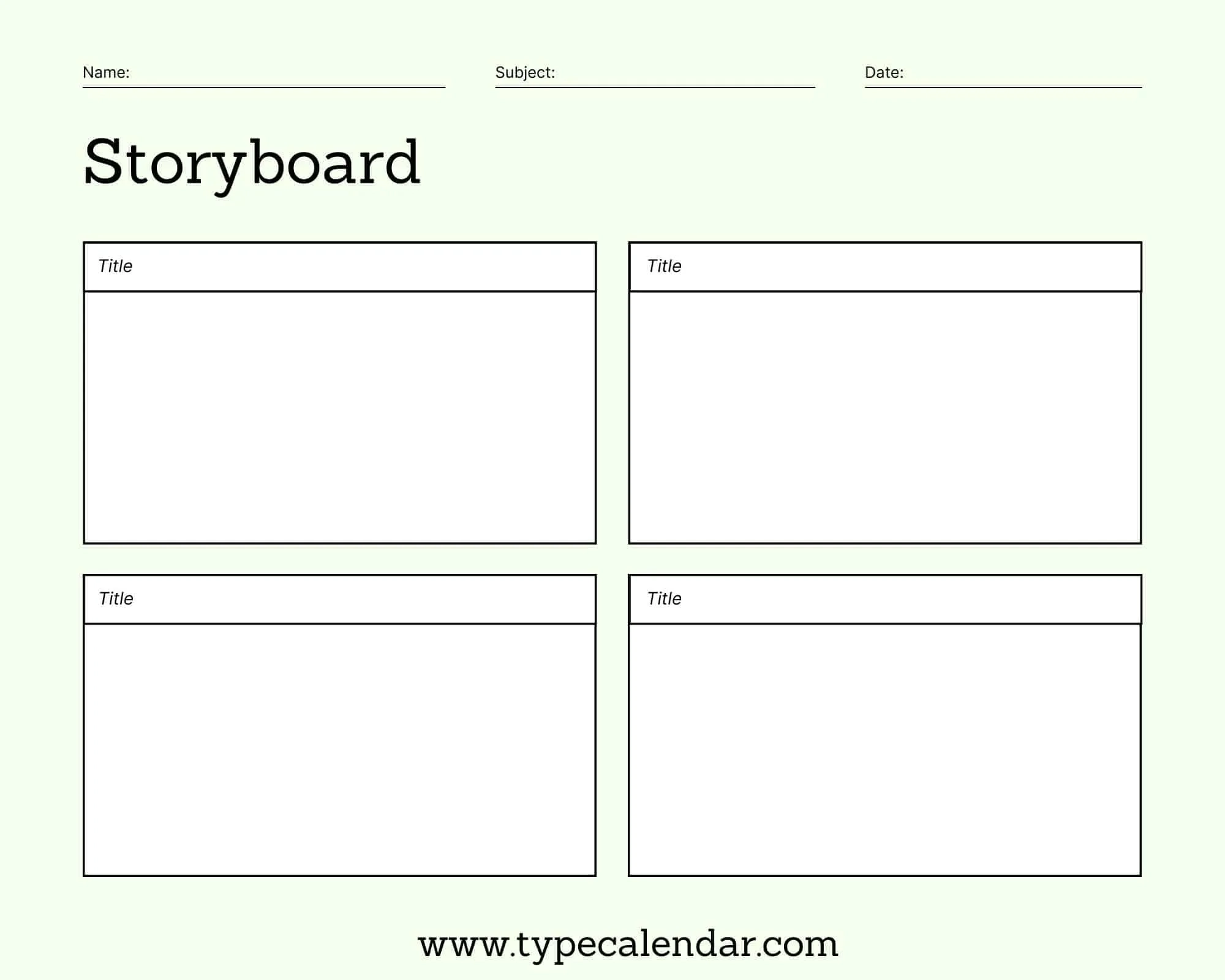 Printable Storyboard Thumbnail Sheet Printable Storyboard Thumbnail Sheet