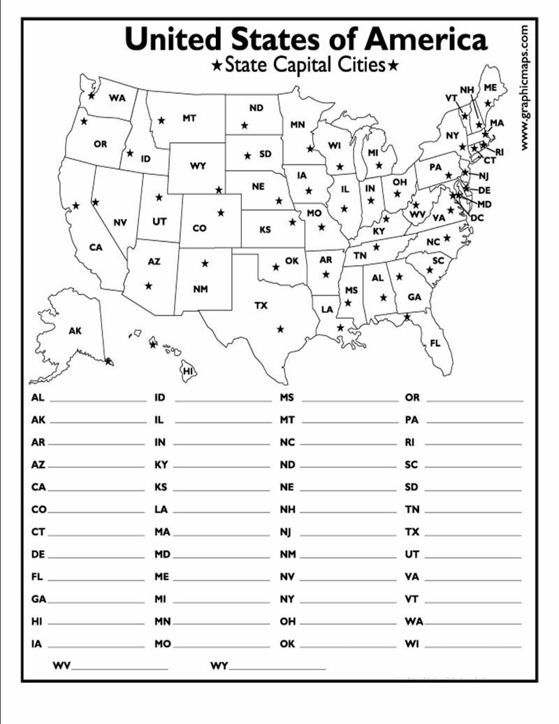 Printable State Capital Quiz