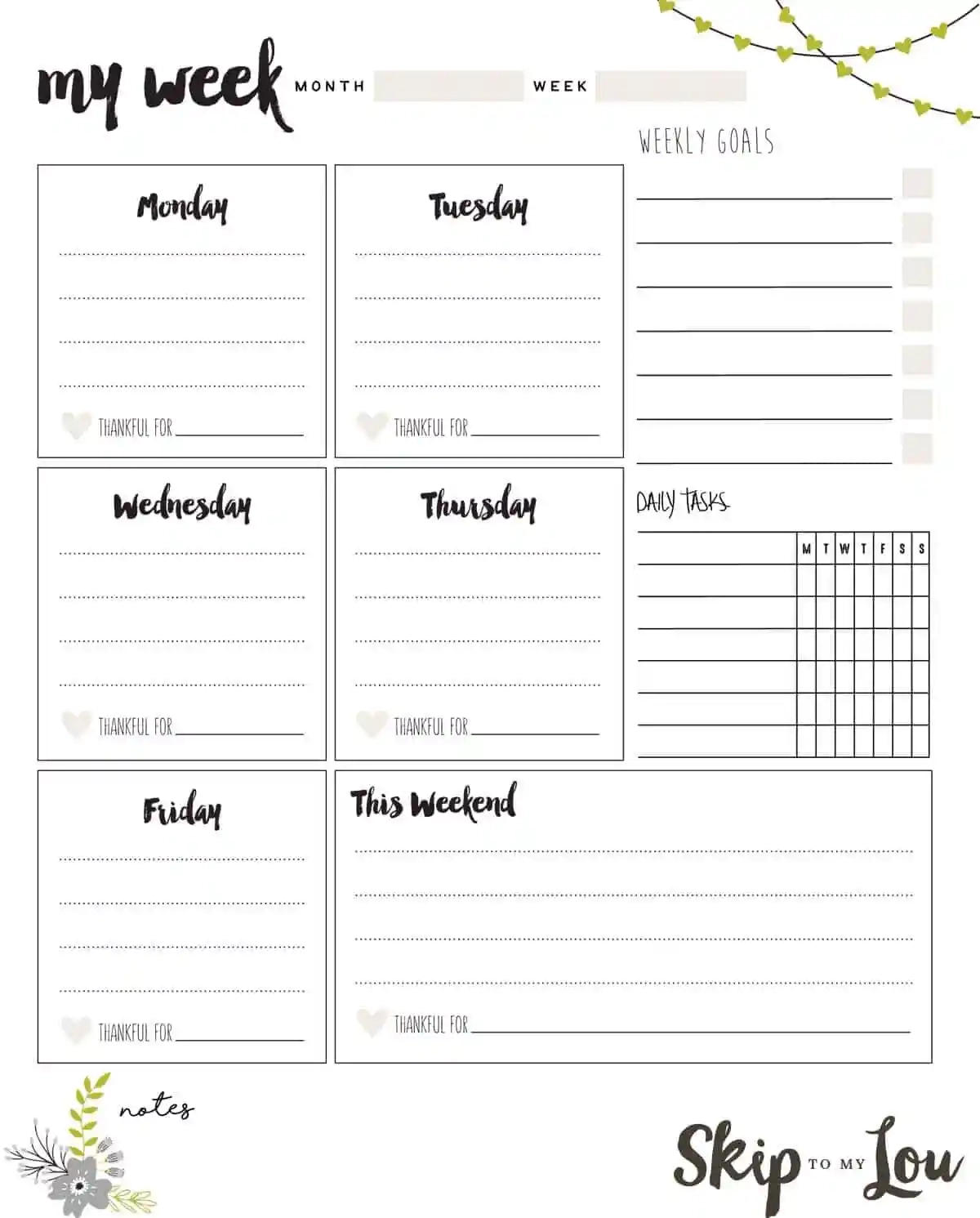 Weekly Planner Page Printable Weekly Planner Page Printable