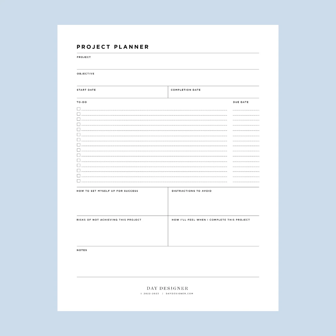 Printable Project Planner Sheet