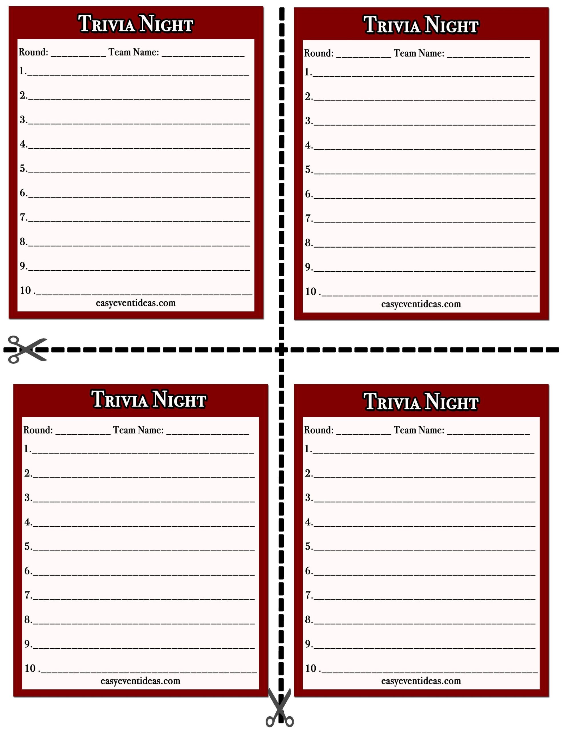 Free Trivia Game For Your Trivia Night Event Worksheets Library