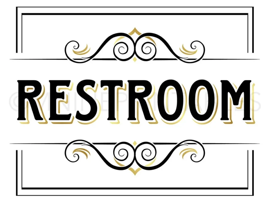 Gold Printable restroom Sign Vintage Party Signs Party Download Wedding Signs Restroom Sign BWG28 Etsy