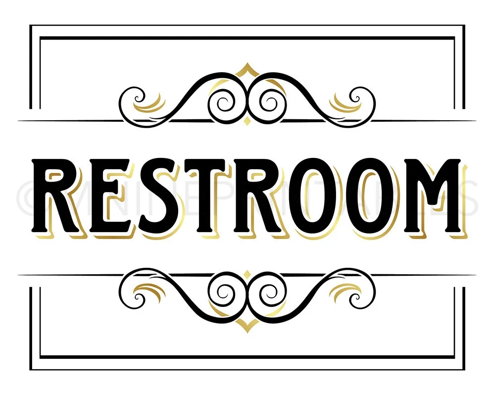 Gold Printable restroom Sign Vintage Party Signs Party Download Wedding Signs Restroom Sign BWG28 Etsy