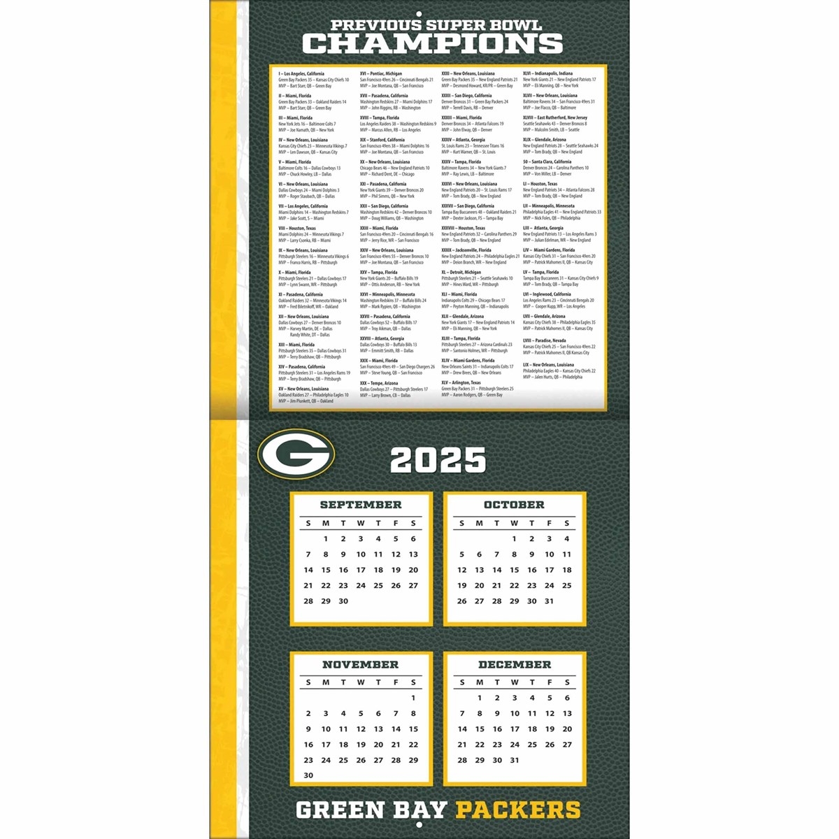 Green Bay Packers NFL Calendar 2026 Green Bay Packers NFL Calendar 2026