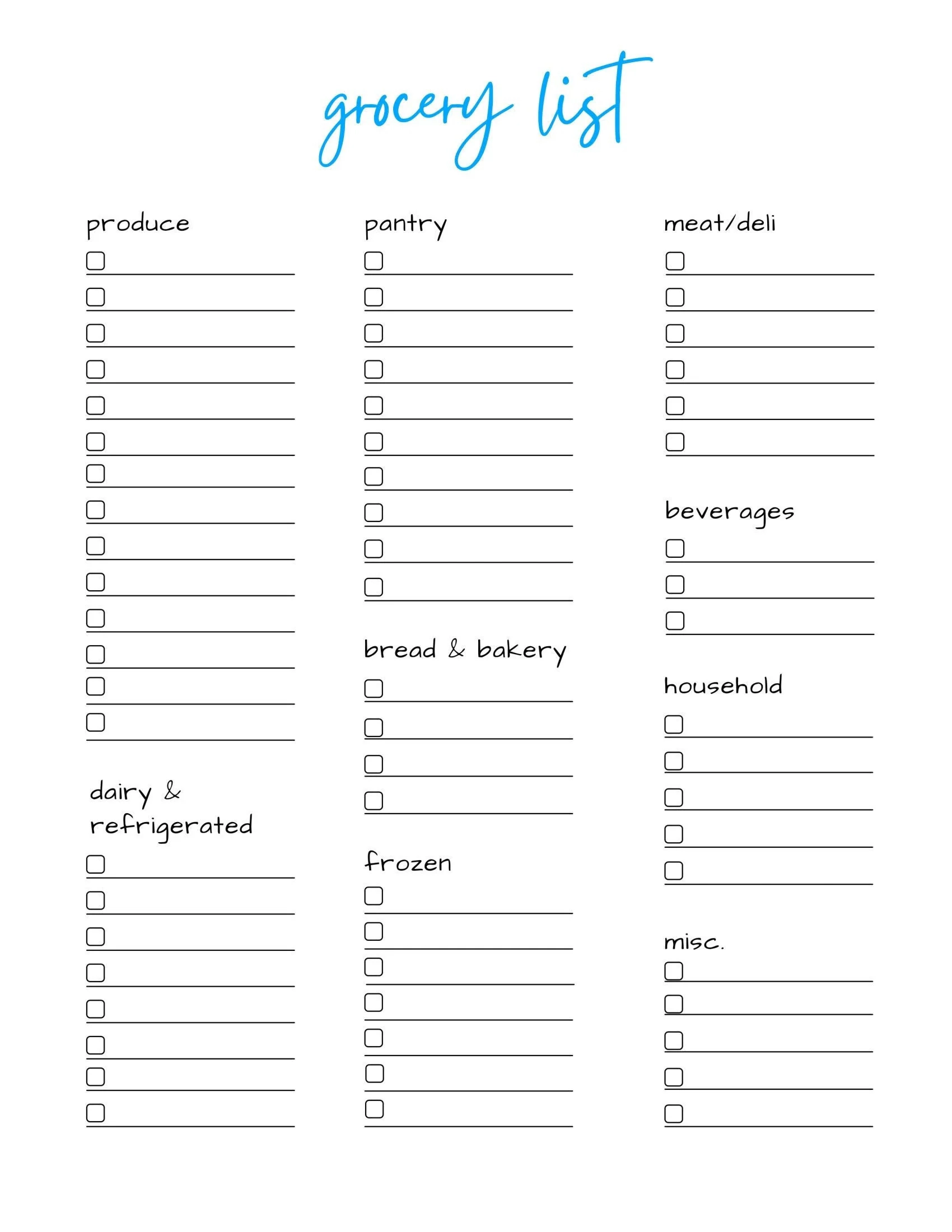 Printable Grocery List By Aisle Printable Grocery List By Aisle