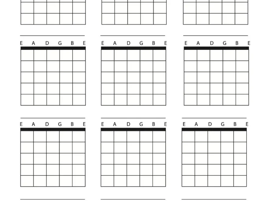 Guitar Chord Box Sheet Downloadable Template A4 Blank 6 String Etsy Norway