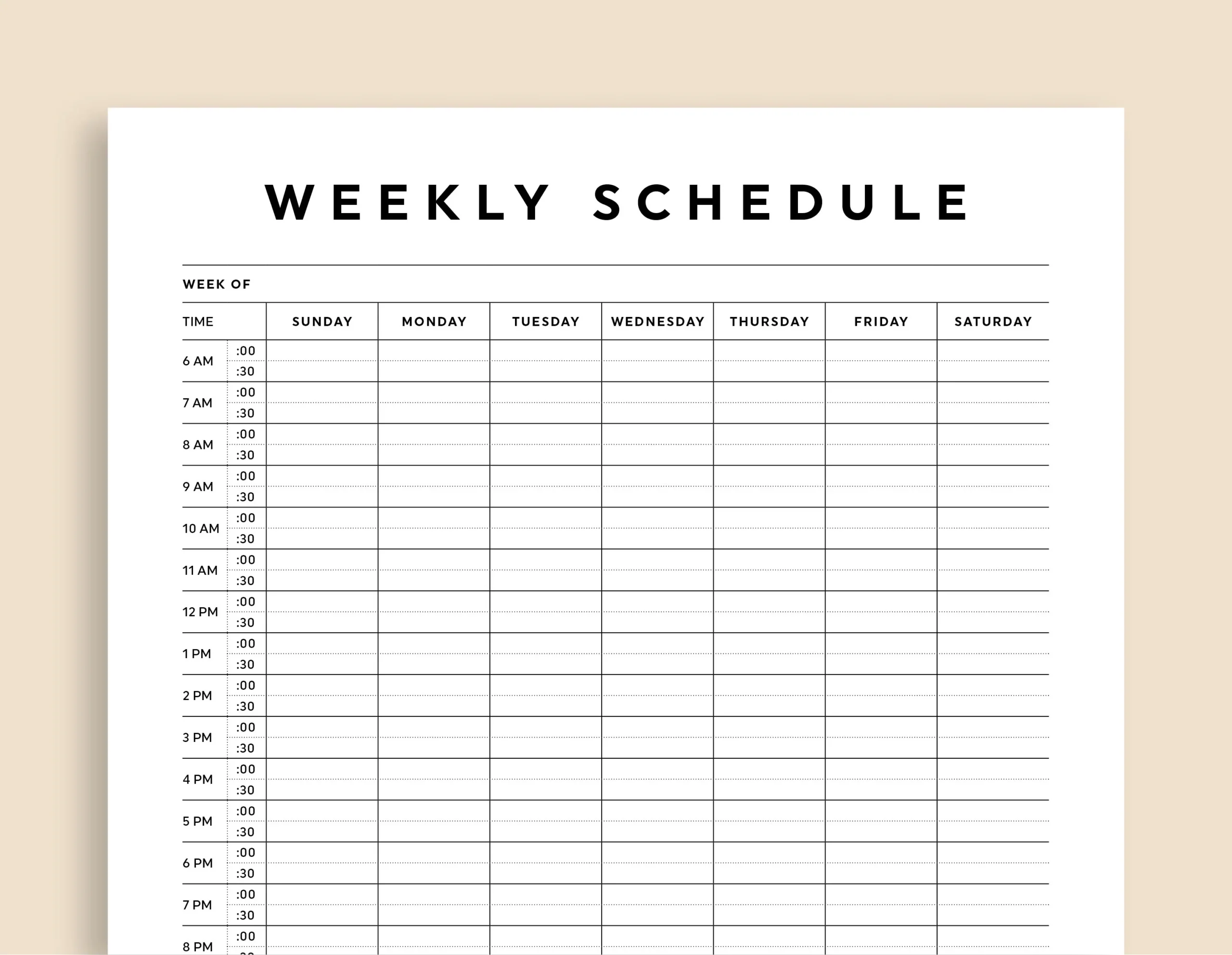 Weekly Schedule Printable With Times Weekly Schedule Printable With Times