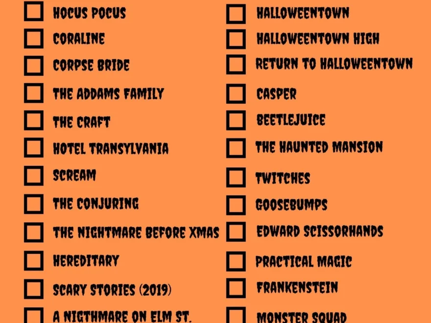 Halloween Movie List Halloween Bucket List Printable Halloween Planner Halloween Films Etsy