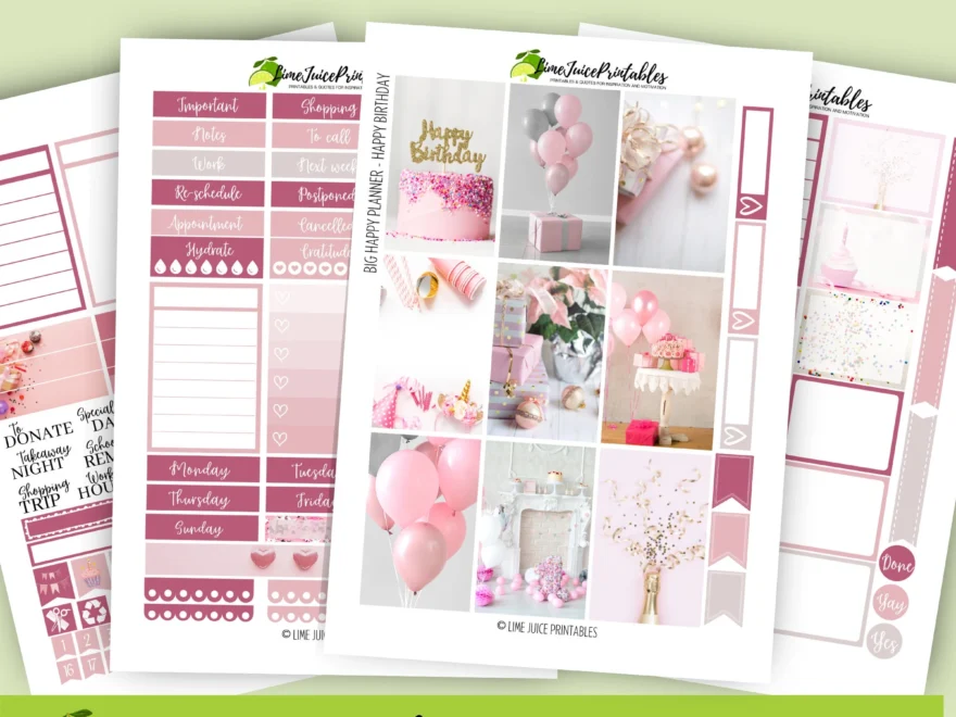 Happy Birthday Big Happy Planner Printable Stickers Week Kit Transparent PNG Included Etsy