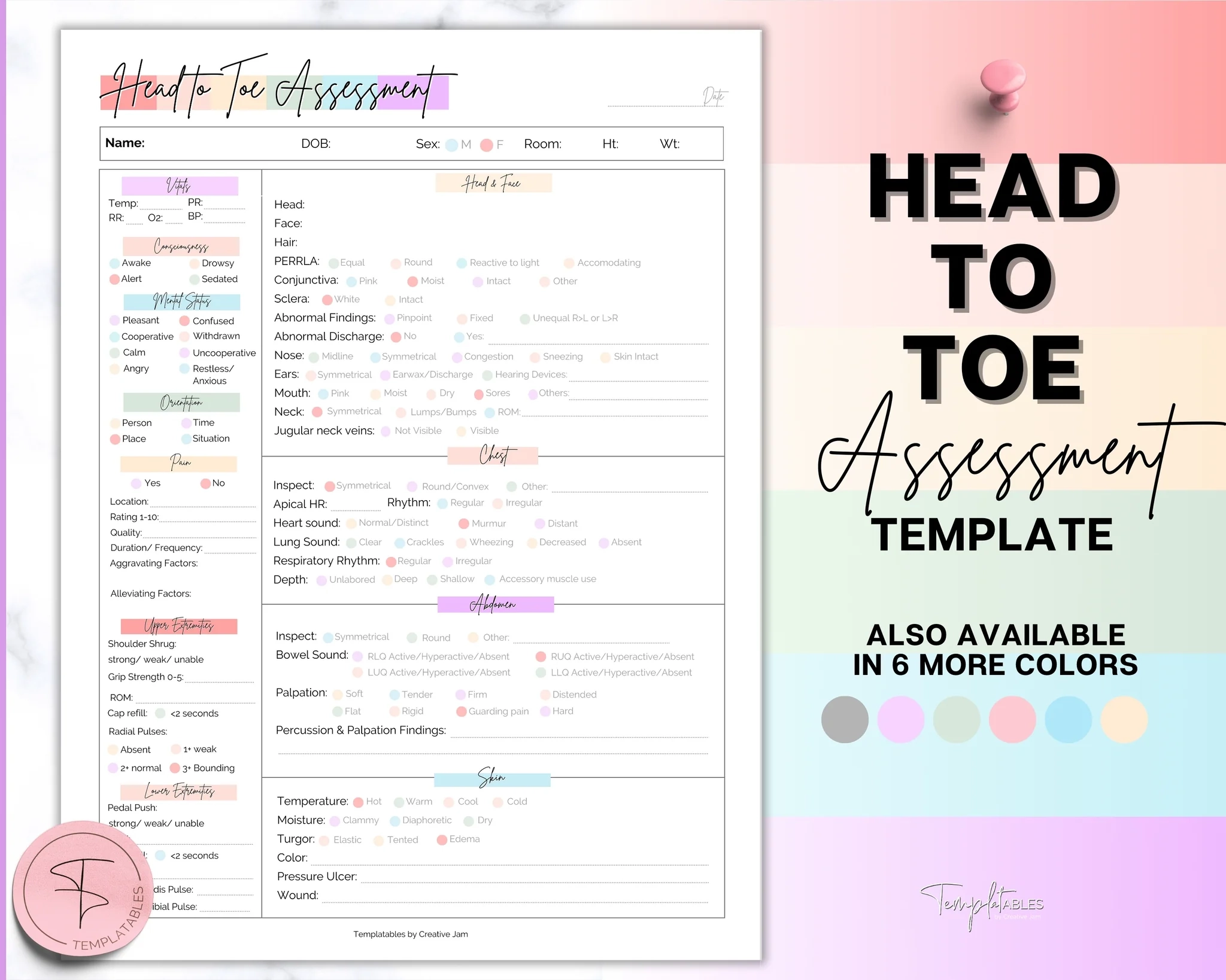 Printable Head To Toe Assessment Sheet