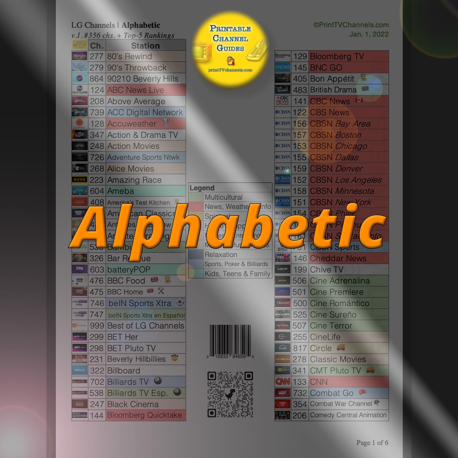 LG Channels Lineup Guide Alphabetic Printable TV Channel Guides LG Channels Lineup Guide Alphabetic Printable TV Channel Guides