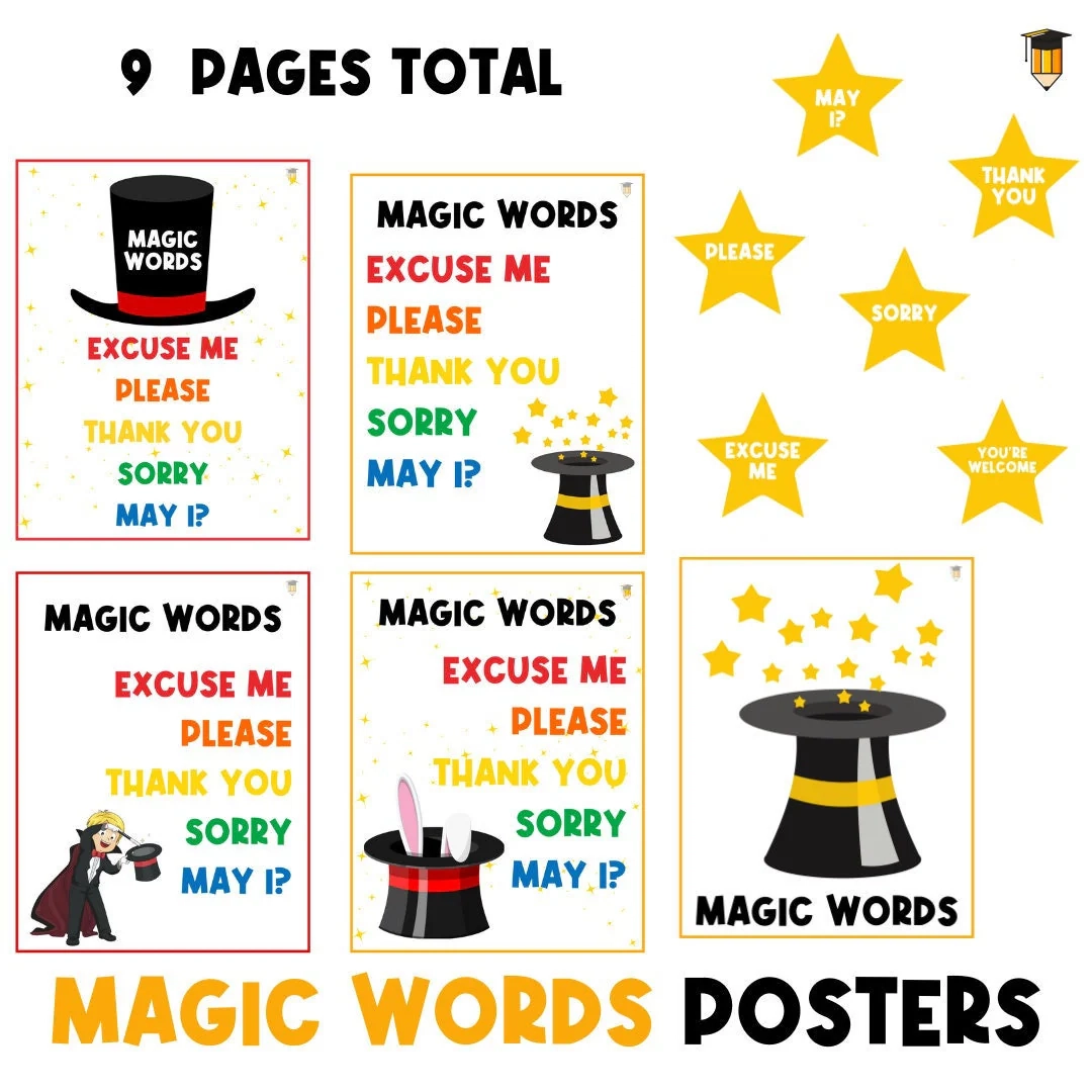 MAGIC WORDS Classroom Poster Signs Decor Visual Printable Signs Kindergarten Poster Classroom Signs Behavior Daycare Etsy