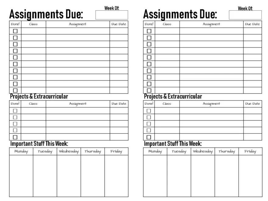 Middle School high School Student Planner Half Size Printable Etsy