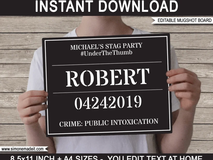 Mugshot Sign Board Printable Mug Shot Board Photo Booth Prop Police Spy Bachelor