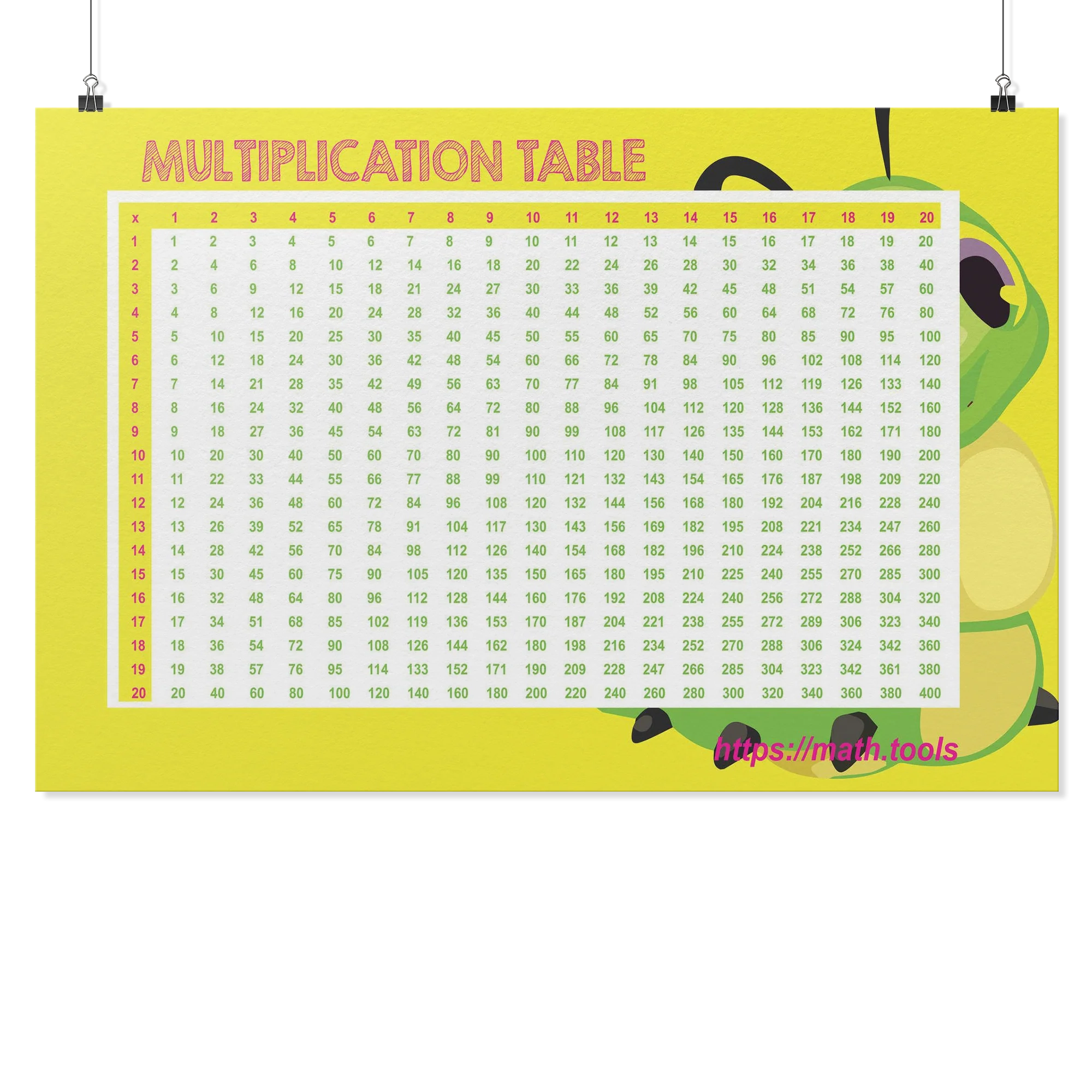 Printable Multiplication Chart 1-17