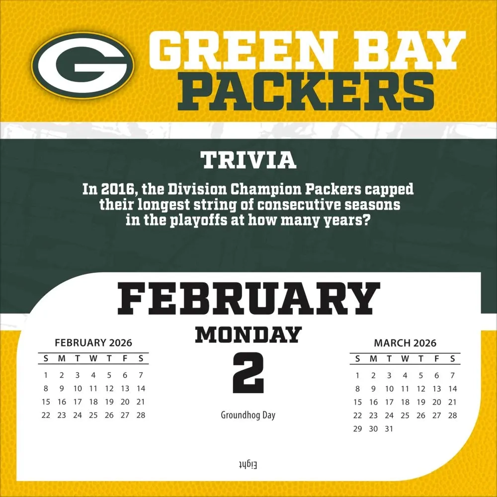 NFL Green Bay Packers 2026 Desk Calendar Calendars NFL Green Bay Packers 2026 Desk Calendar Calendars