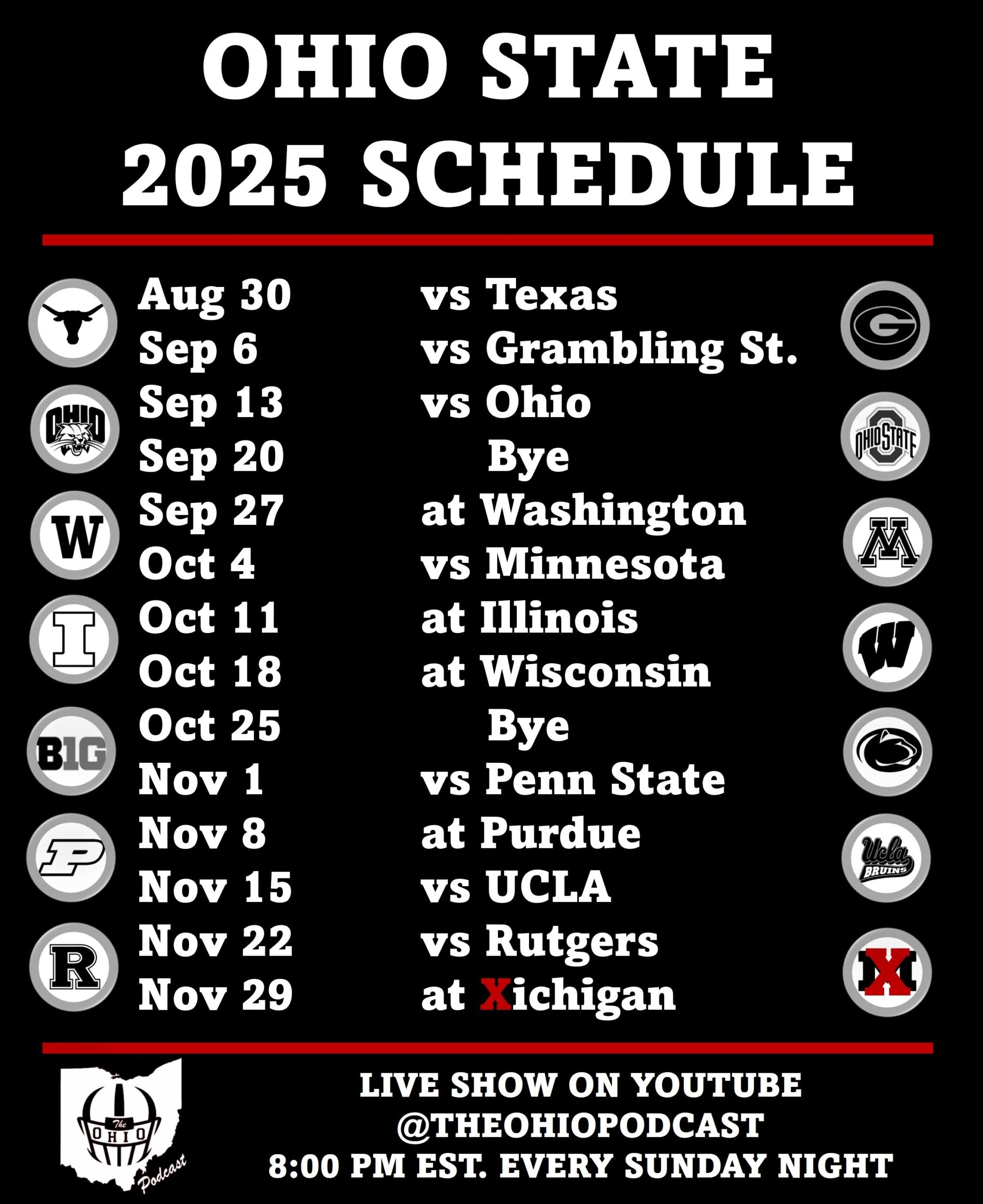 Ohio State 2025 Schedule The Ohio Podcast
