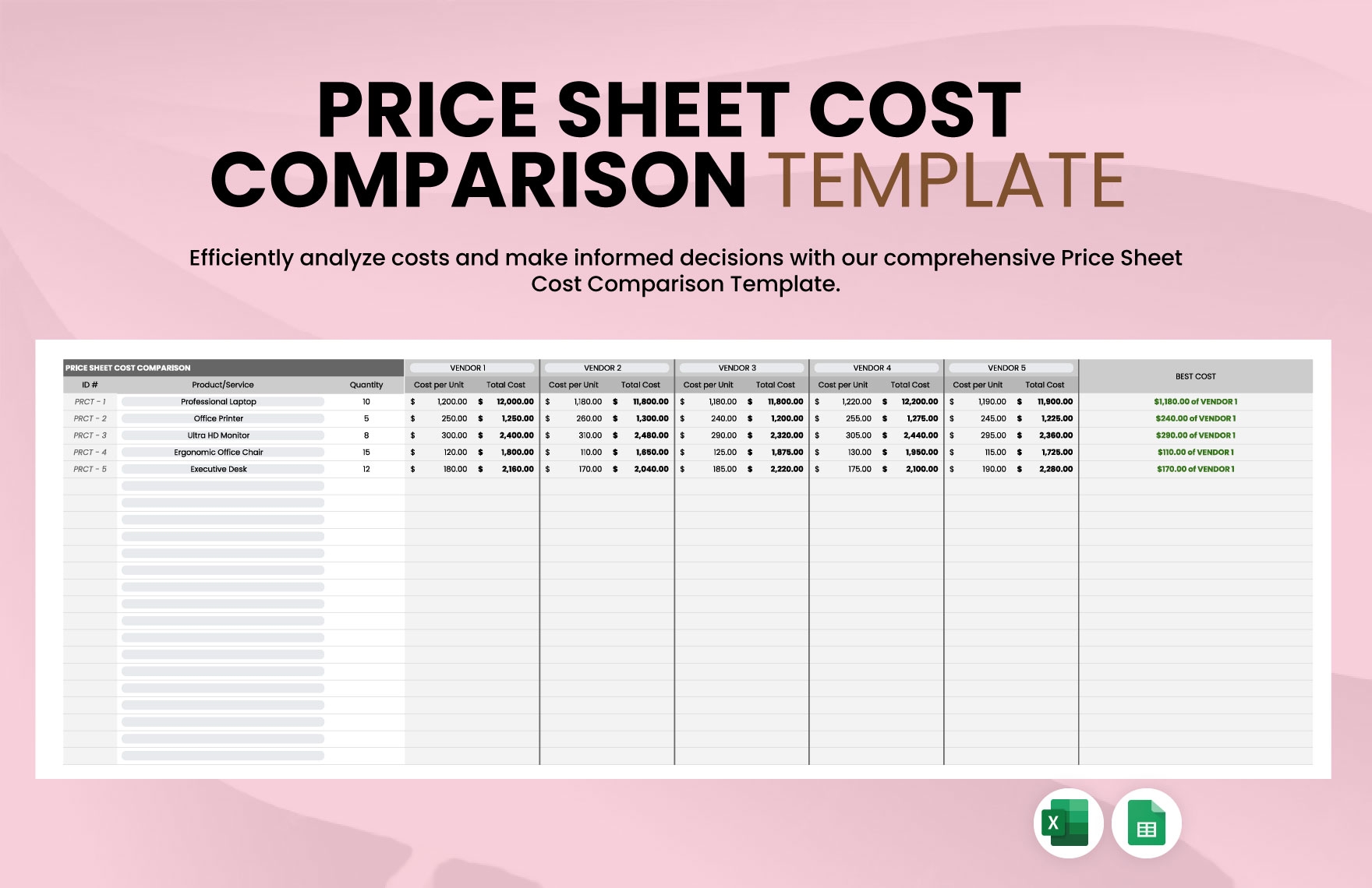 Printable Price Quantity Comparison List