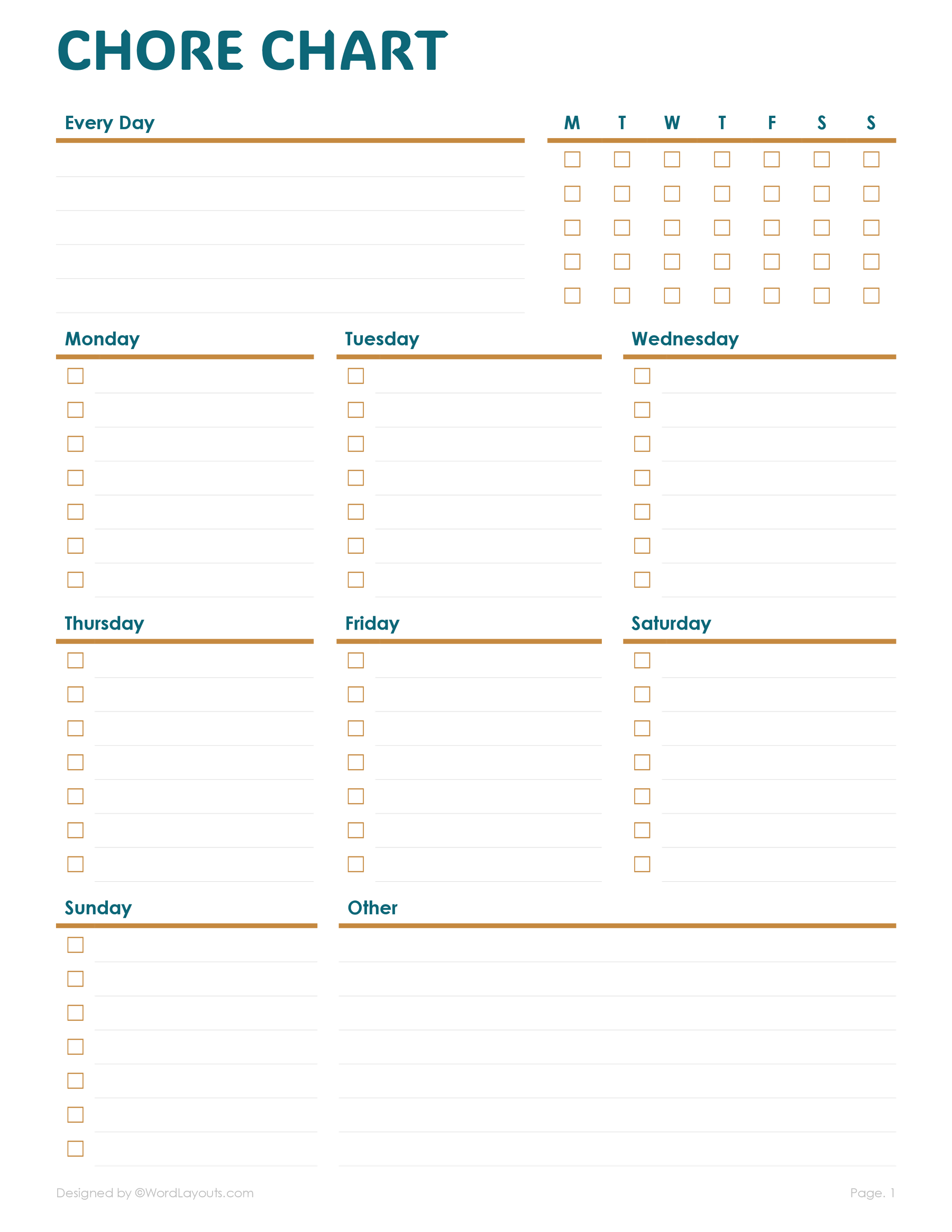 Printable Adult Chores Schedule
