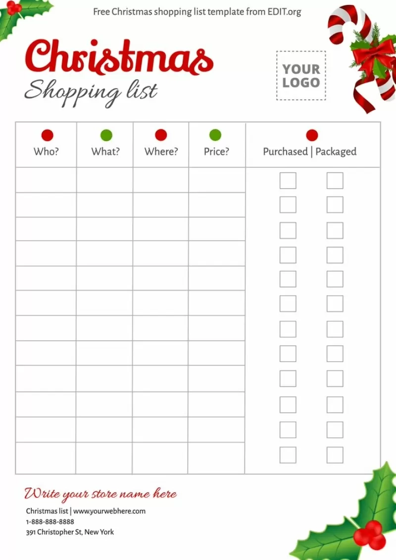 Printable Christmas List Templates For Your Business Printable Christmas List Templates For Your Business