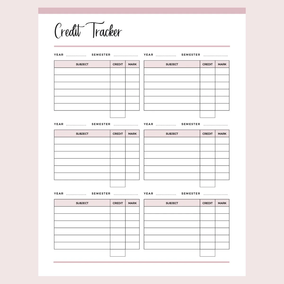 Printable College Graduation Planner