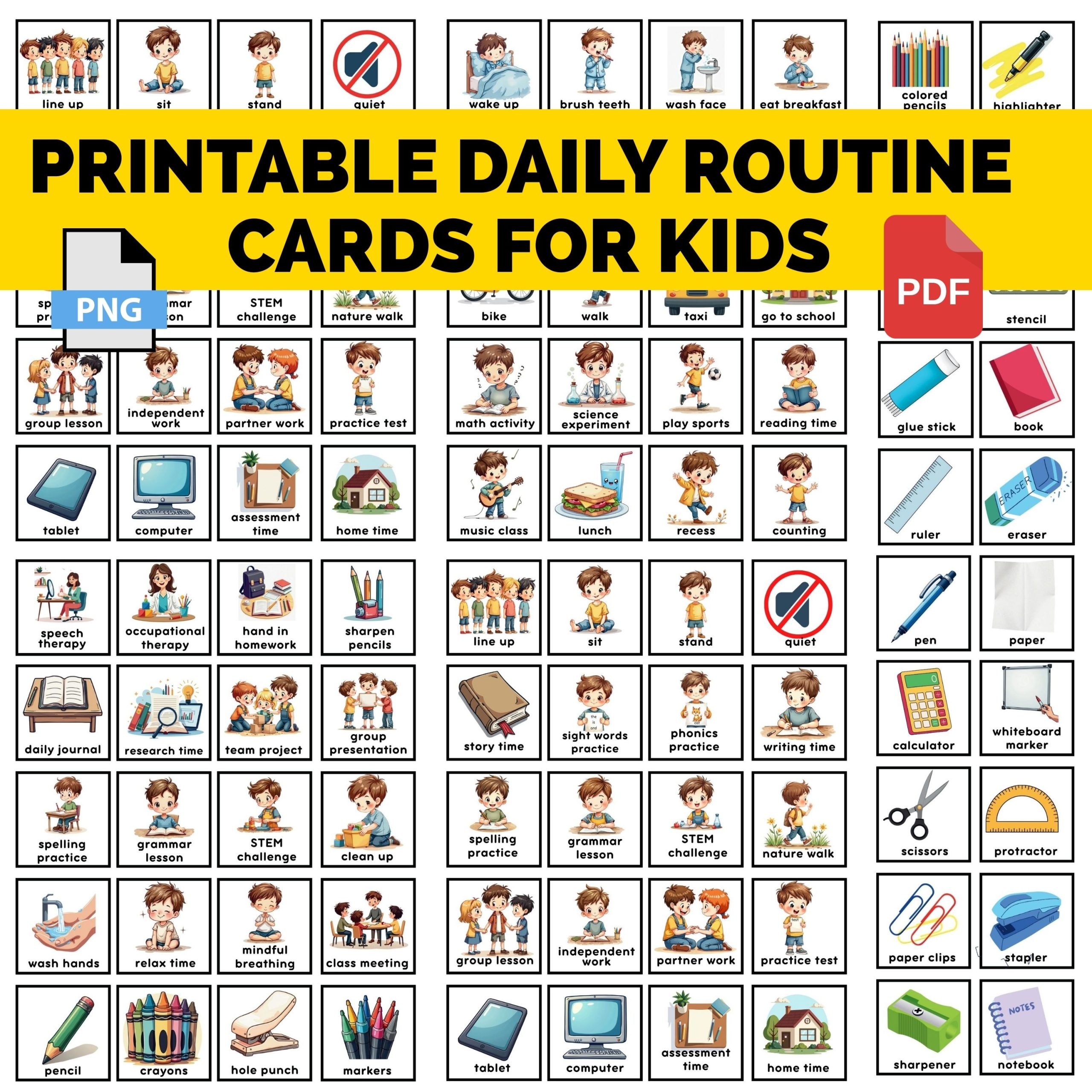 Printable Daily Routine Cards Visual Schedule Toddler Routine Chart For Boys Made By Teachers
