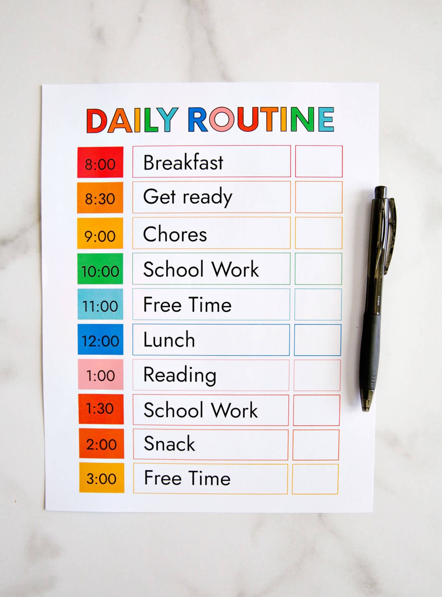 Schedule Printable For Kids