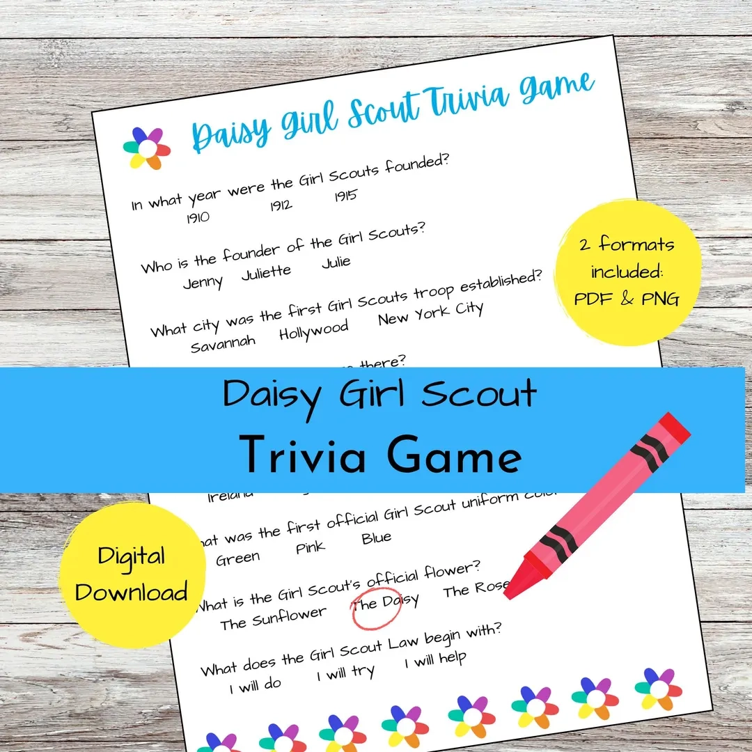 Printable Daisy Girl Scout Trivia Game Fun Educational Activity For Troop Leaders And Meetings PDF Etsy