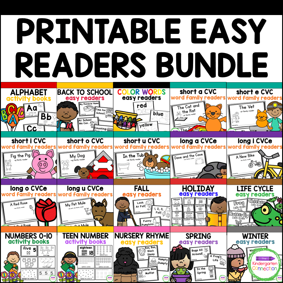 Printable Easy Readers For Pre K Kindergarten Bundle The Kindergarten Connection
