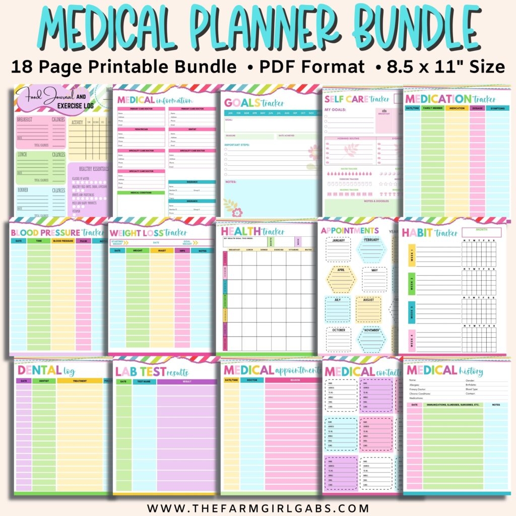 Printable Medical Planner Farm Girl Designs