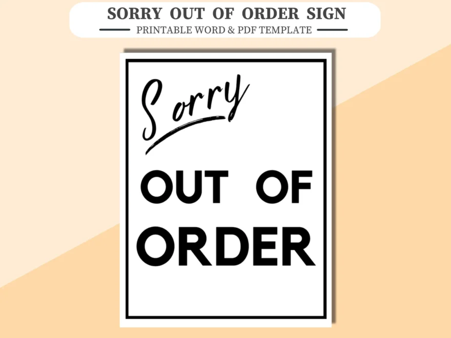Printable Out Of Order Sign PDF Word PNG Etsy