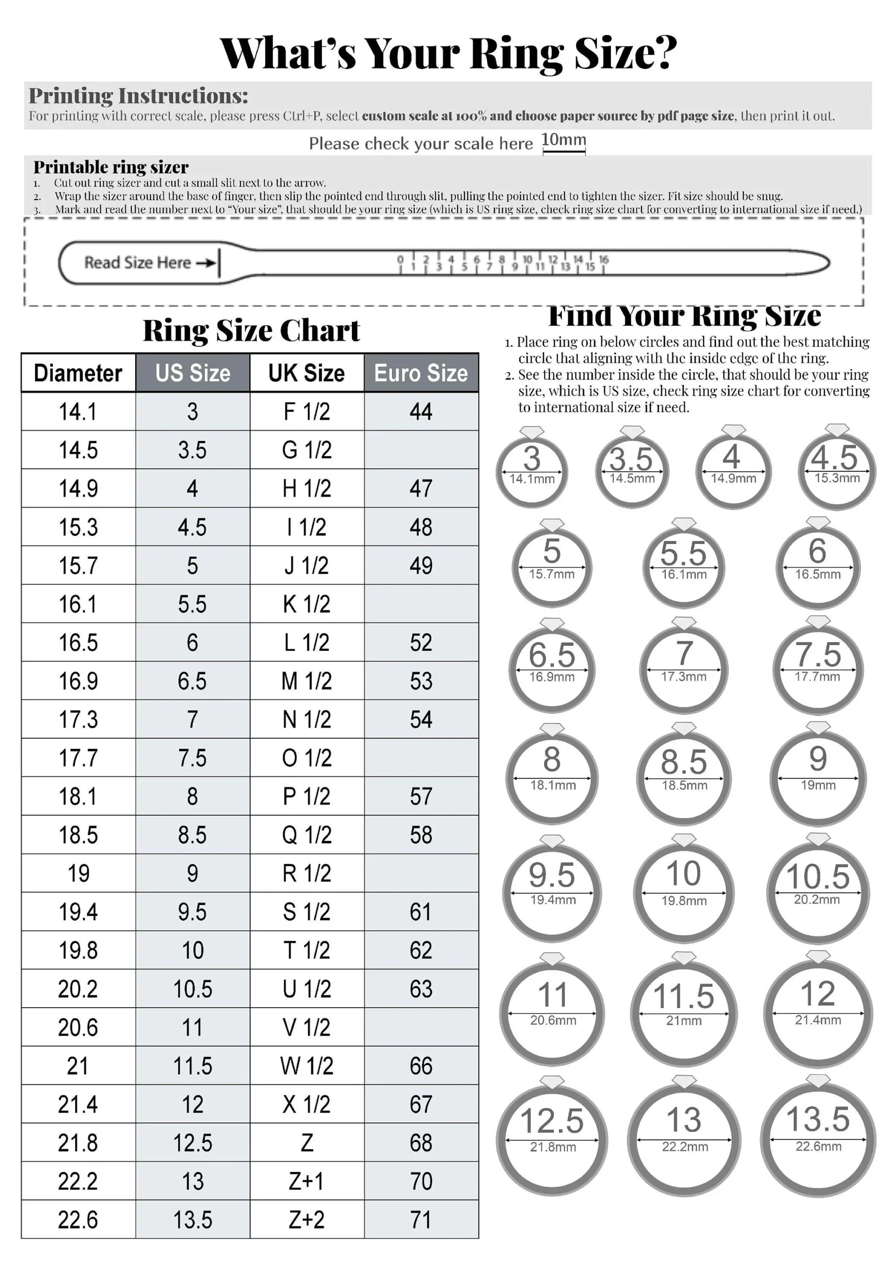 Printable Ring Chart Sheet