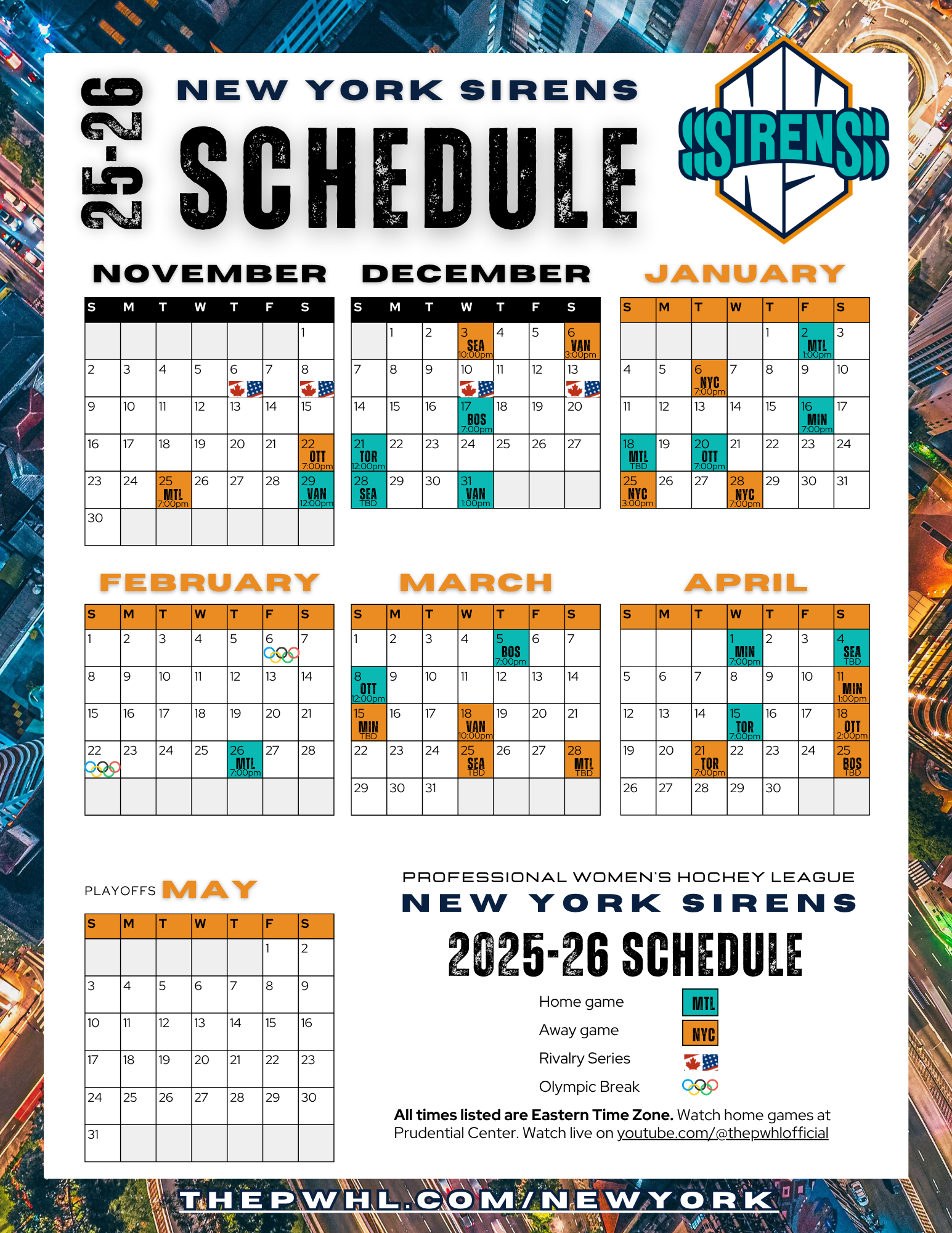 Printable Team Schedules 2026