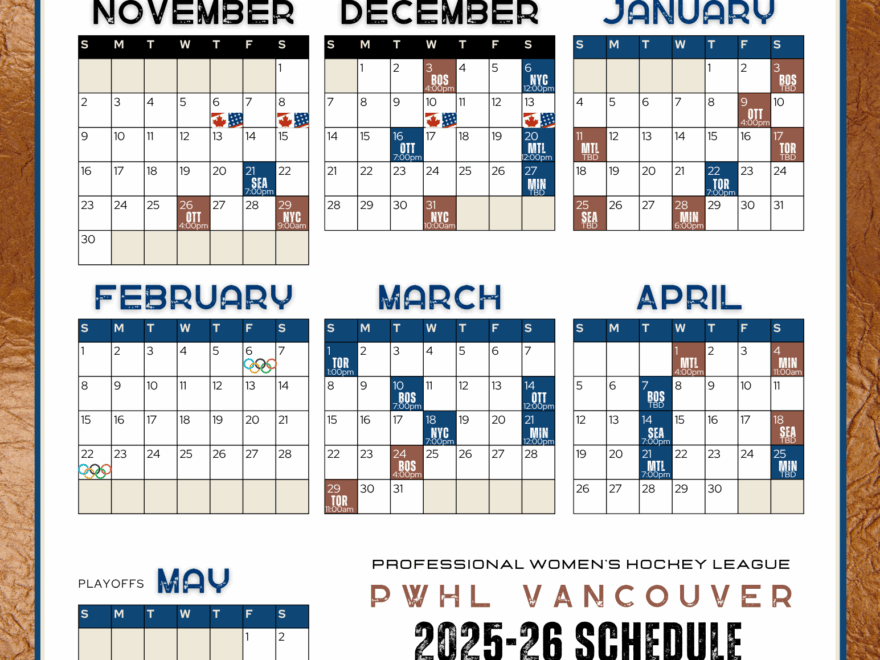 Printable Season Calendars For 2025 2026 Teams R PWHL