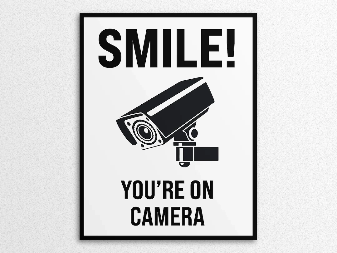 Printable Smile You re On Camera Sign In US Letter And A4 Sizes Instant Download PDF Etsy Finland